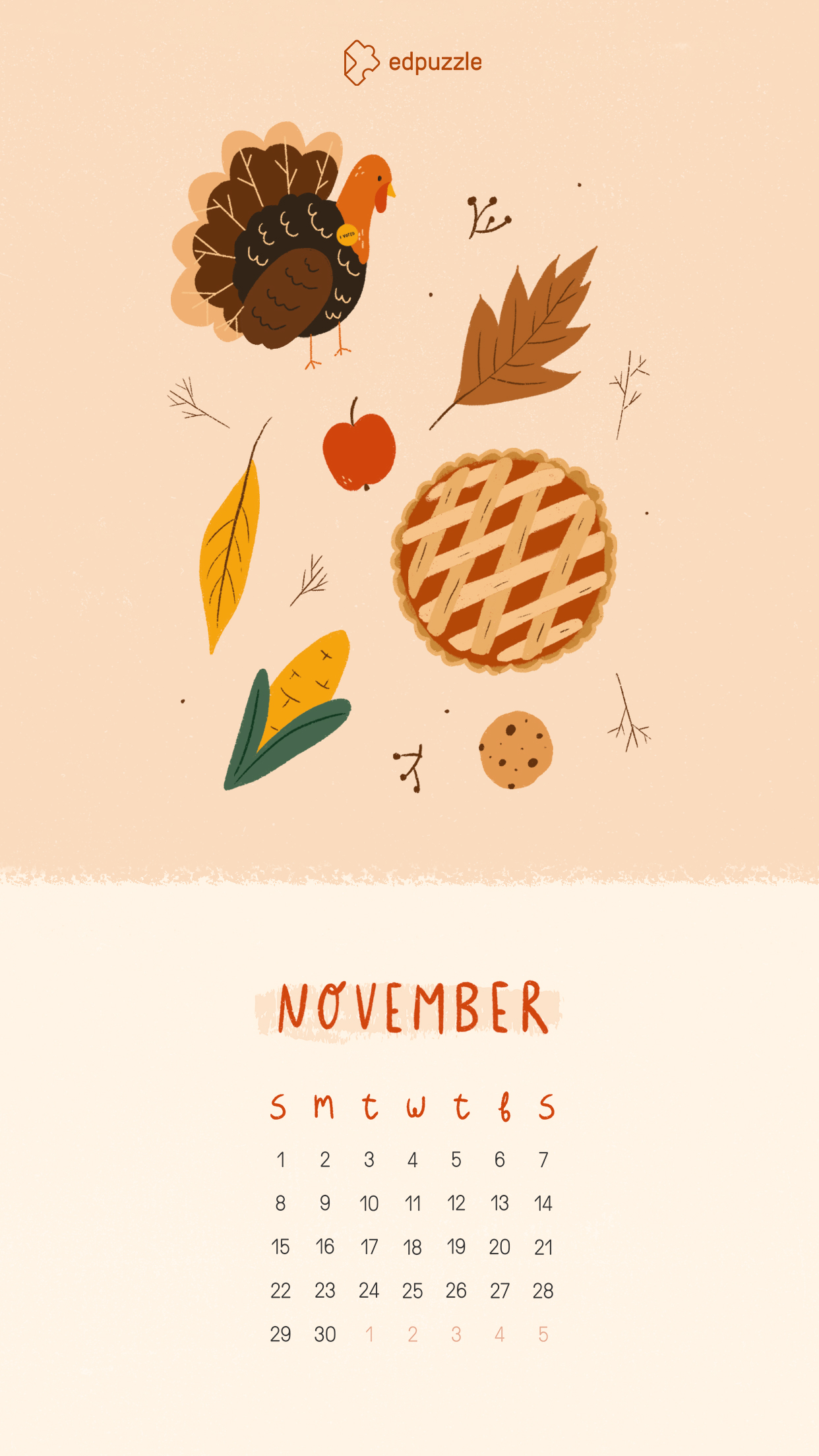 November Calendar Wallpaper | Edpuzzle Blog