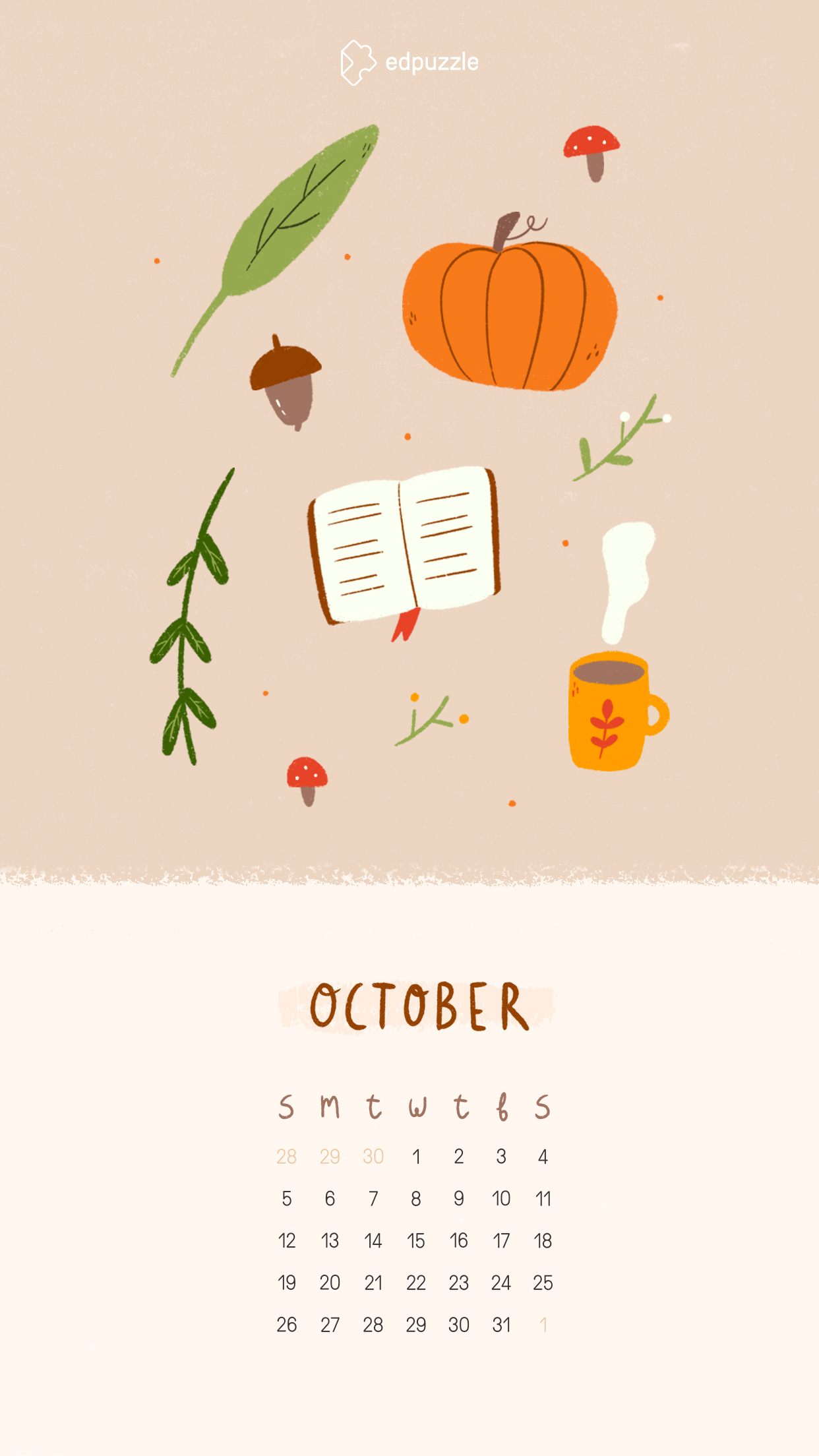 October Calendar Wallpaper | Edpuzzle Blog